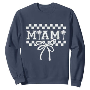 Preppy Miami Bow Aesthetic Sweatshirt Cute Checkered Palm Tree College Girl TS02 Navy Print Your Wear