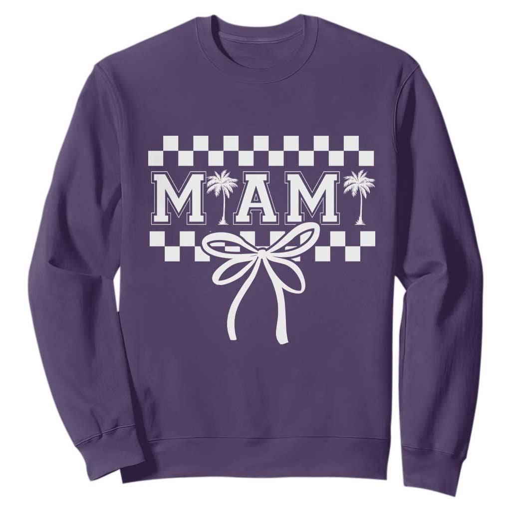 Preppy Miami Bow Aesthetic Sweatshirt Cute Checkered Palm Tree College Girl TS02 Purple Print Your Wear