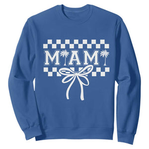 Preppy Miami Bow Aesthetic Sweatshirt Cute Checkered Palm Tree College Girl TS02 Royal Blue Print Your Wear