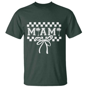 Preppy Miami Bow Aesthetic T Shirt Cute Checkered Palm Tree College Girl TS02 Dark Forest Green Print Your Wear