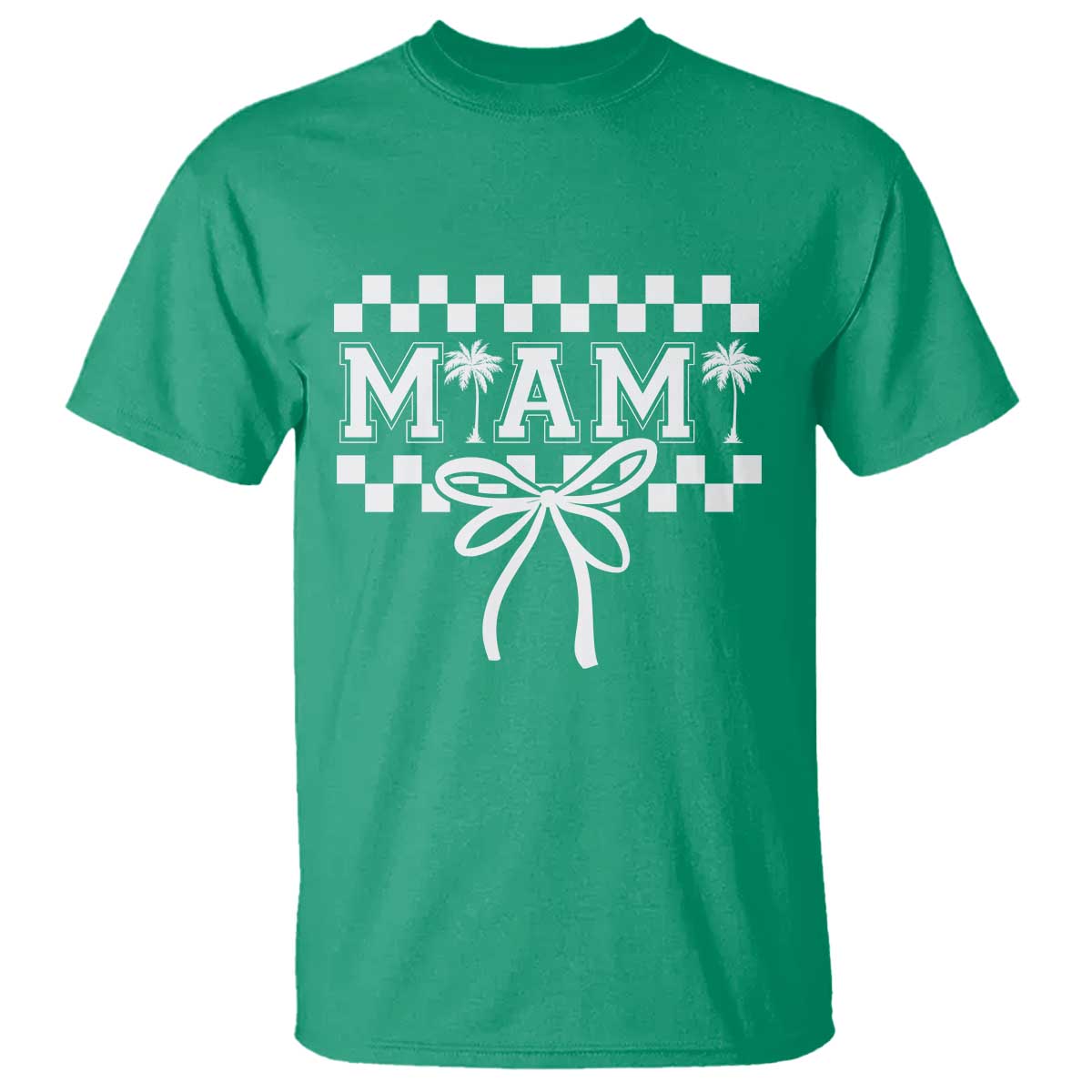 Preppy Miami Bow Aesthetic T Shirt Cute Checkered Palm Tree College Girl TS02 Irish Green Print Your Wear
