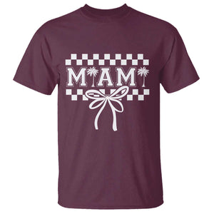 Preppy Miami Bow Aesthetic T Shirt Cute Checkered Palm Tree College Girl TS02 Maroon Print Your Wear