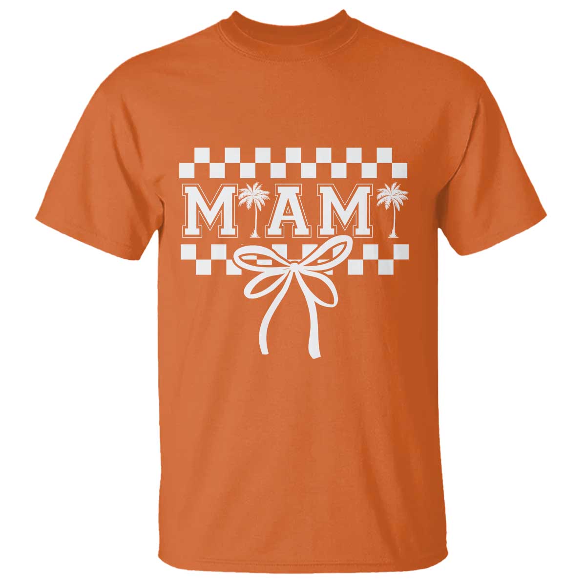 Preppy Miami Bow Aesthetic T Shirt Cute Checkered Palm Tree College Girl TS02 Orange Print Your Wear