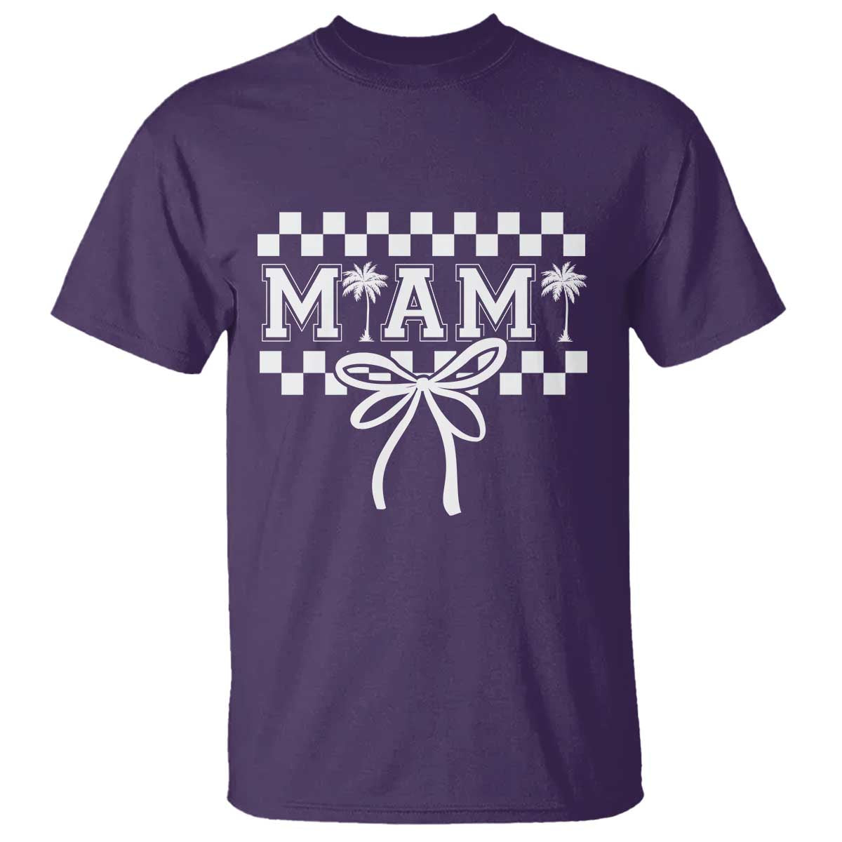 Preppy Miami Bow Aesthetic T Shirt Cute Checkered Palm Tree College Girl TS02 Purple Print Your Wear