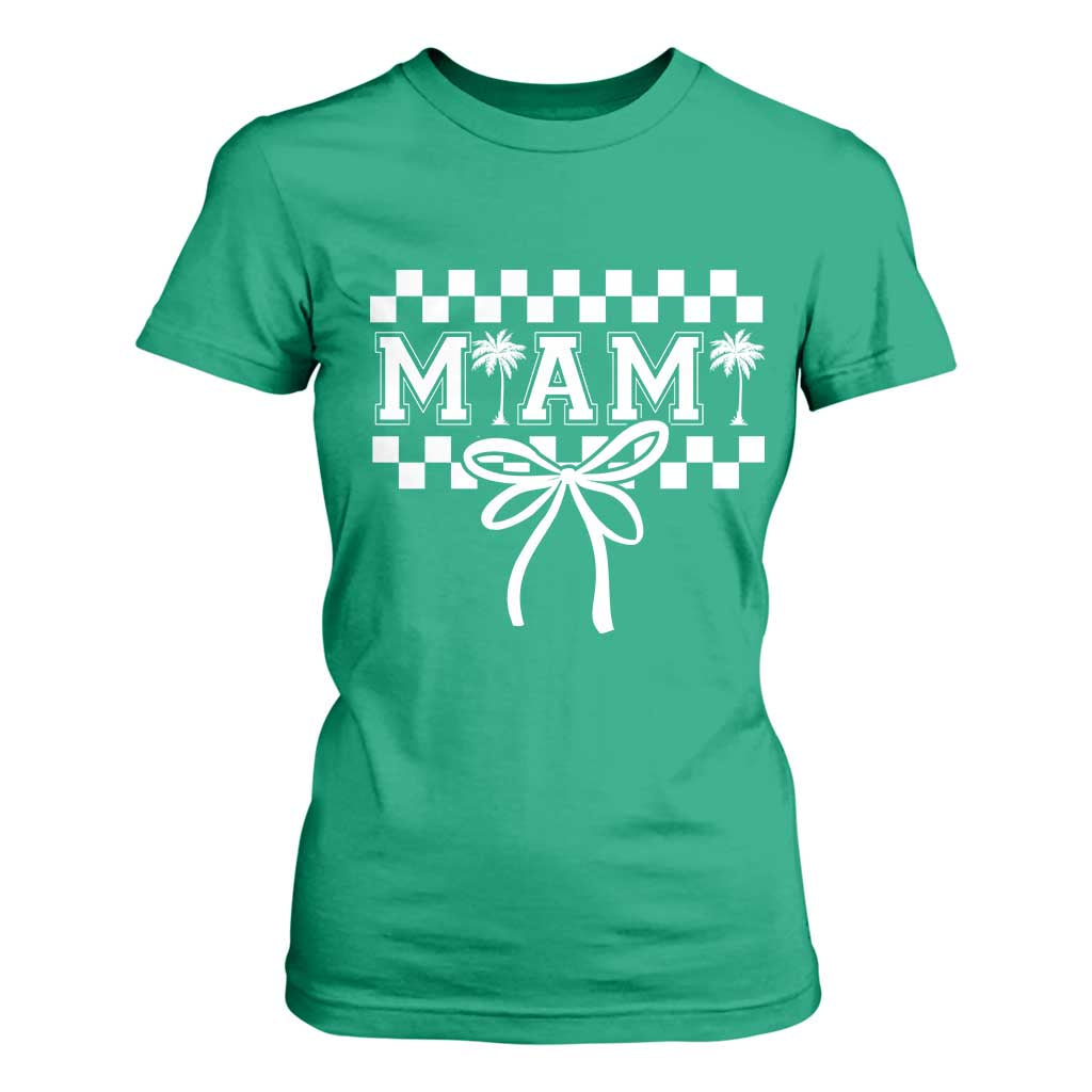 Preppy Miami Bow Aesthetic T Shirt For Women Cute Checkered Palm Tree College Girl TS02 Irish Green Print Your Wear