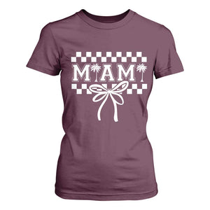 Preppy Miami Bow Aesthetic T Shirt For Women Cute Checkered Palm Tree College Girl TS02 Maroon Print Your Wear