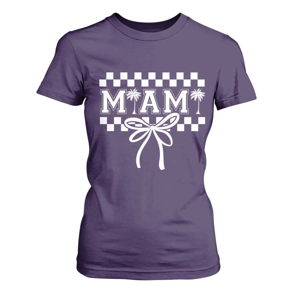 Preppy Miami Bow Aesthetic T Shirt For Women Cute Checkered Palm Tree College Girl TS02 Purple Print Your Wear