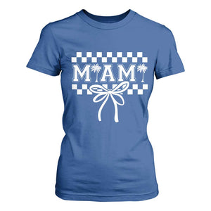 Preppy Miami Bow Aesthetic T Shirt For Women Cute Checkered Palm Tree College Girl TS02 Royal Blue Print Your Wear