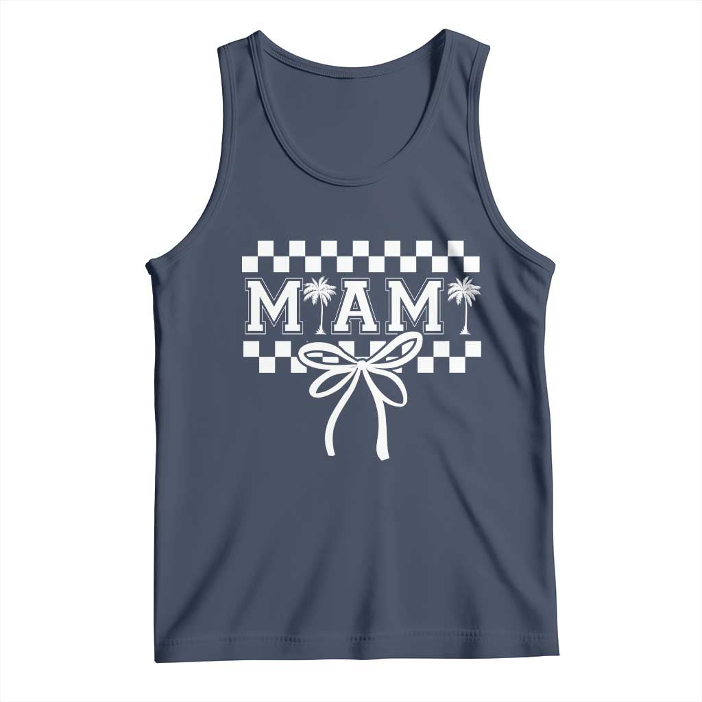 Preppy Miami Bow Aesthetic Tank Top Cute Checkered Palm Tree College Girl TS02 Navy Print Your Wear