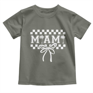 Preppy Miami Bow Aesthetic Toddler T Shirt Cute Checkered Palm Tree College Girl TS02 Military Green Print Your Wear