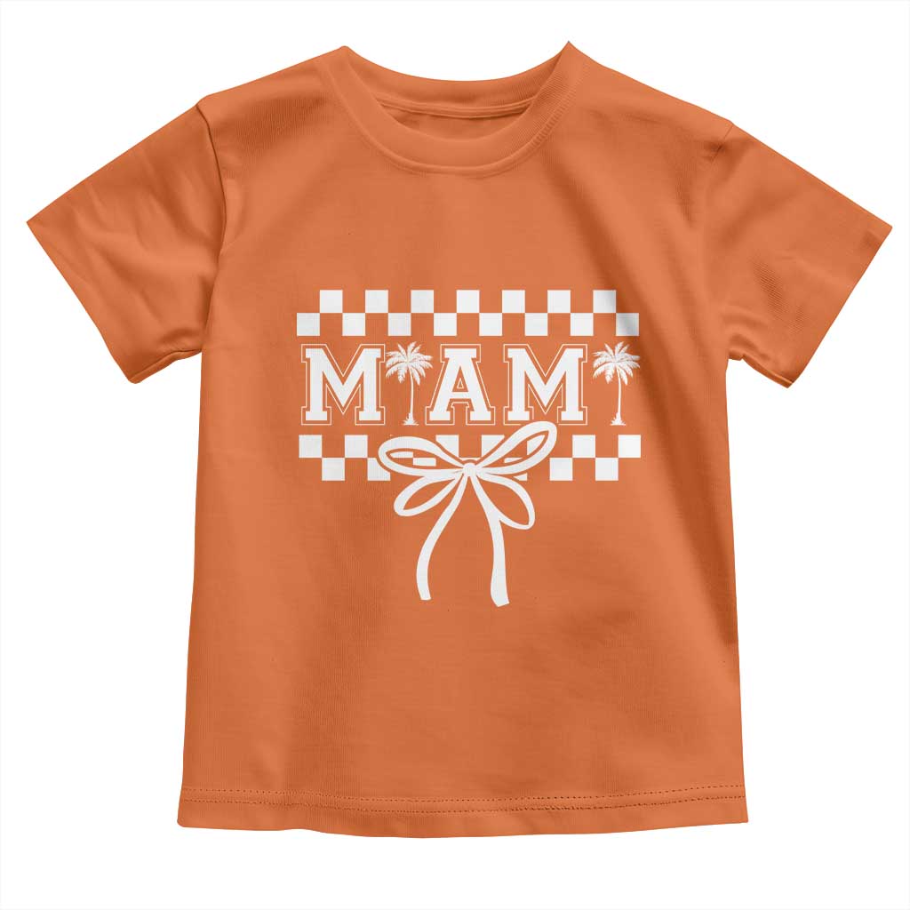 Preppy Miami Bow Aesthetic Toddler T Shirt Cute Checkered Palm Tree College Girl TS02 Orange Print Your Wear