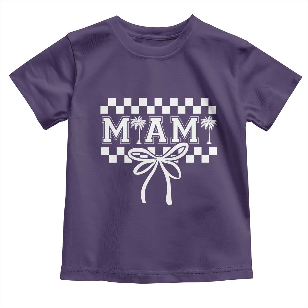 Preppy Miami Bow Aesthetic Toddler T Shirt Cute Checkered Palm Tree College Girl TS02 Purple Print Your Wear