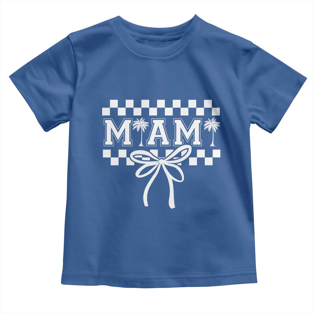 Preppy Miami Bow Aesthetic Toddler T Shirt Cute Checkered Palm Tree College Girl TS02 Royal Blue Print Your Wear