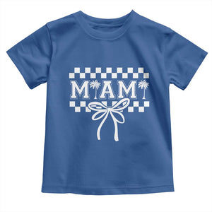 Preppy Miami Bow Aesthetic Toddler T Shirt Cute Checkered Palm Tree College Girl TS02 Royal Blue Print Your Wear