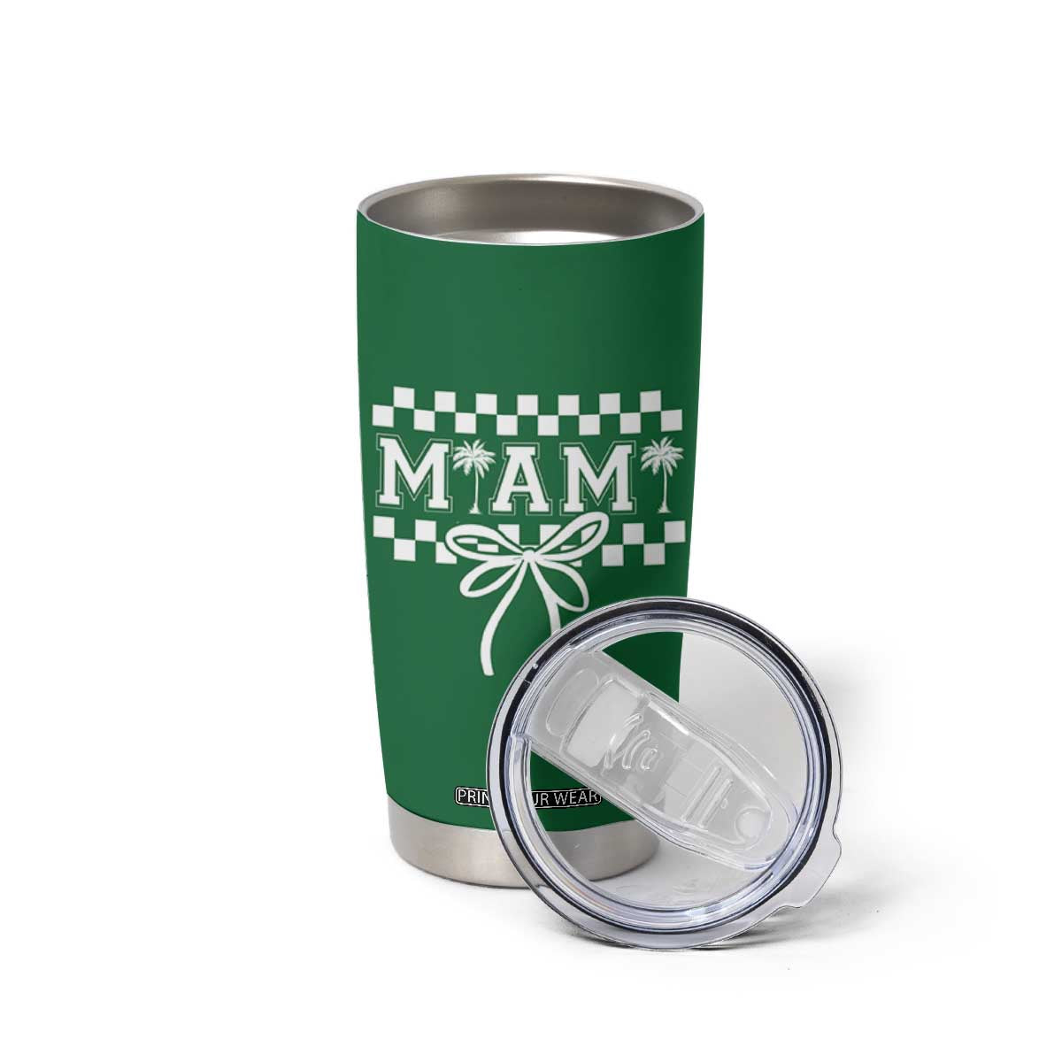Preppy Miami Bow Aesthetic Tumbler Cup Cute Checkered Palm Tree College Girl TS02 Print Your Wear