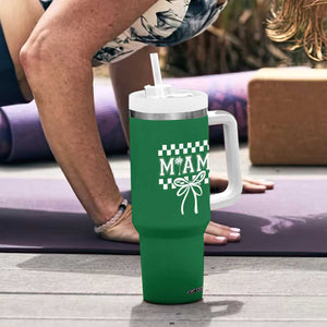 Preppy Miami Bow Aesthetic Tumbler With Handle Cute Checkered Palm Tree College Girl TS02 Print Your Wear