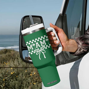 Preppy Miami Bow Aesthetic Tumbler With Handle Cute Checkered Palm Tree College Girl TS02 Print Your Wear