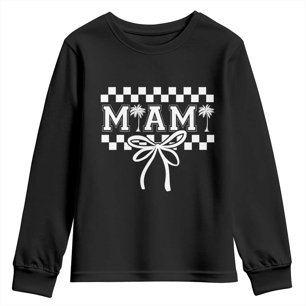 Preppy Miami Bow Aesthetic Youth Sweatshirt Cute Checkered Palm Tree College Girl TS02 Black Print Your Wear