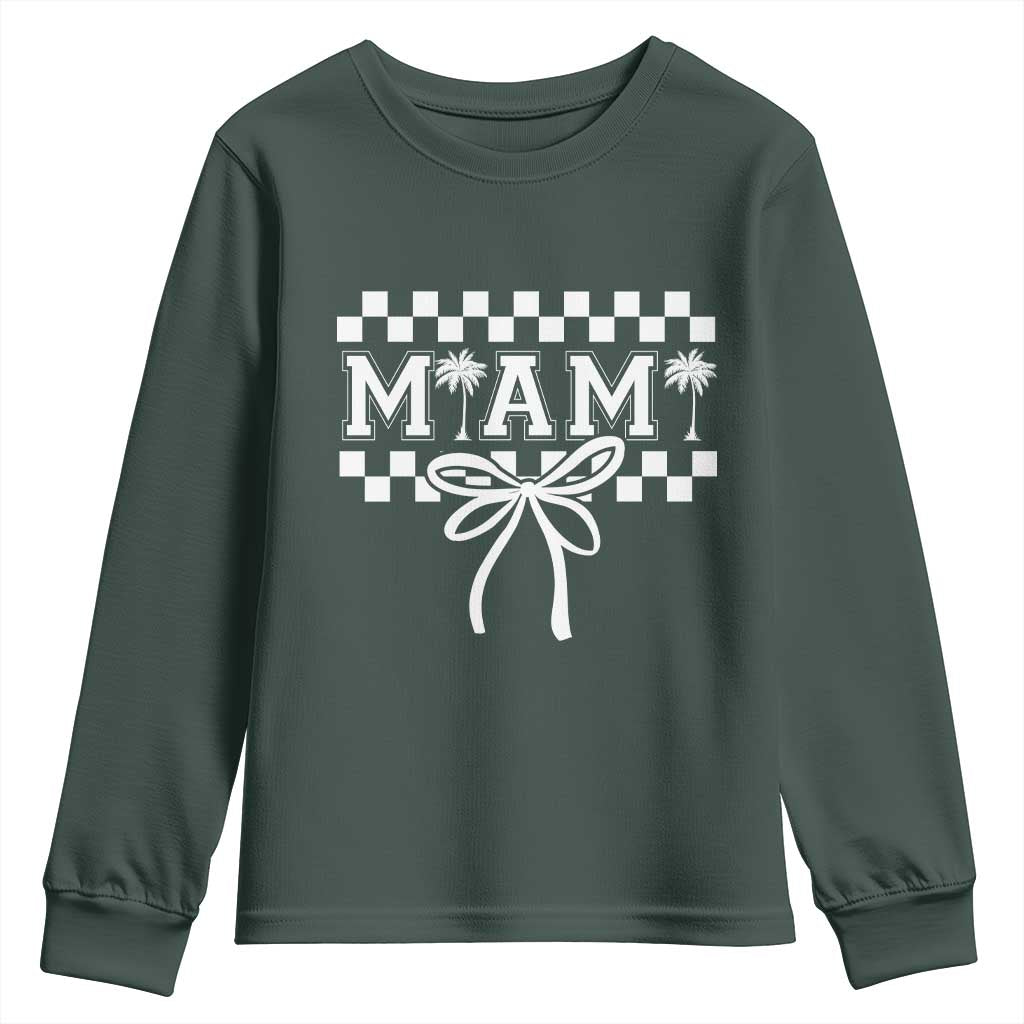 Preppy Miami Bow Aesthetic Youth Sweatshirt Cute Checkered Palm Tree College Girl TS02 Dark Forest Green Print Your Wear