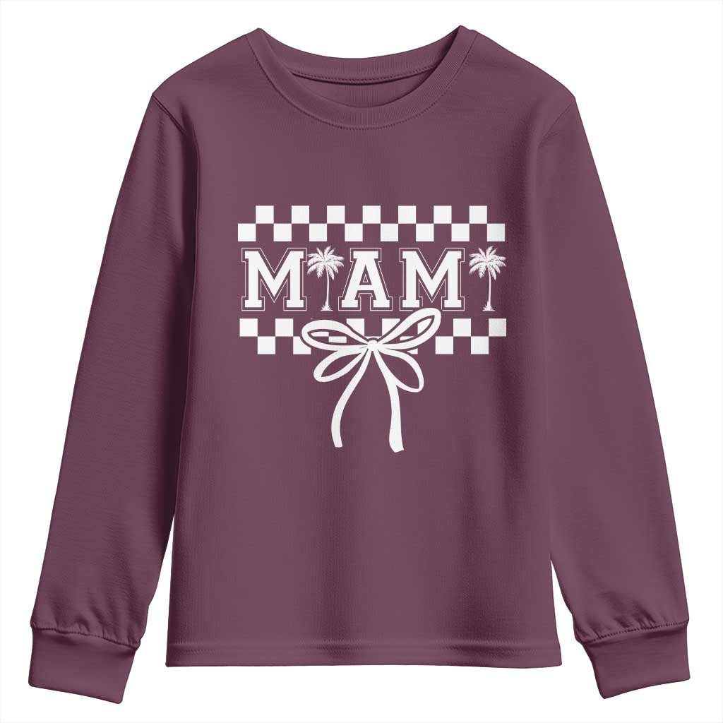 Preppy Miami Bow Aesthetic Youth Sweatshirt Cute Checkered Palm Tree College Girl TS02 Maroon Print Your Wear