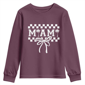 Preppy Miami Bow Aesthetic Youth Sweatshirt Cute Checkered Palm Tree College Girl TS02 Maroon Print Your Wear