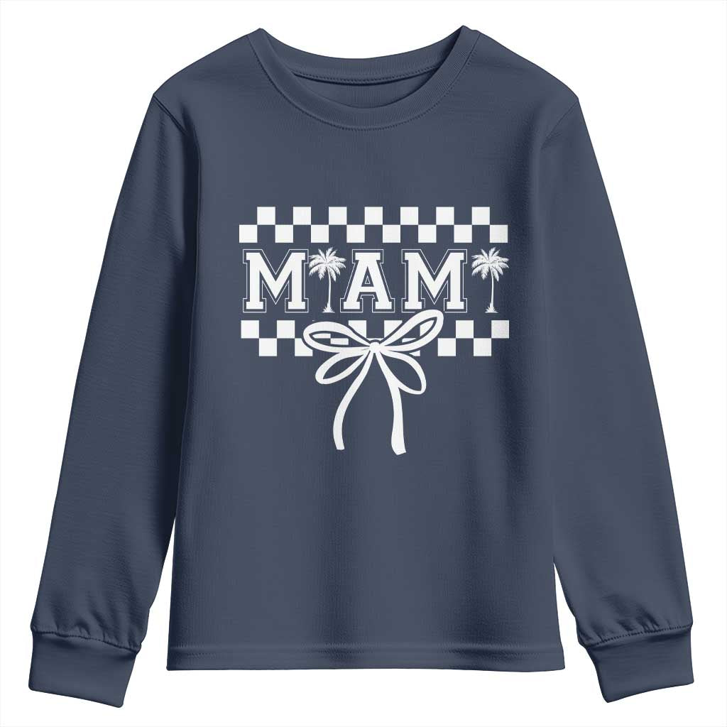 Preppy Miami Bow Aesthetic Youth Sweatshirt Cute Checkered Palm Tree College Girl TS02 Navy Print Your Wear