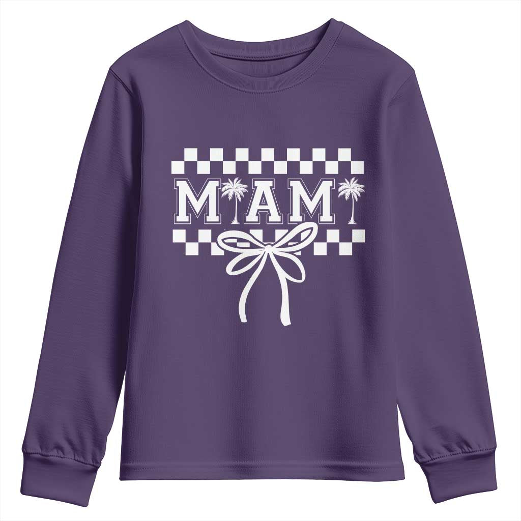 Preppy Miami Bow Aesthetic Youth Sweatshirt Cute Checkered Palm Tree College Girl TS02 Purple Print Your Wear
