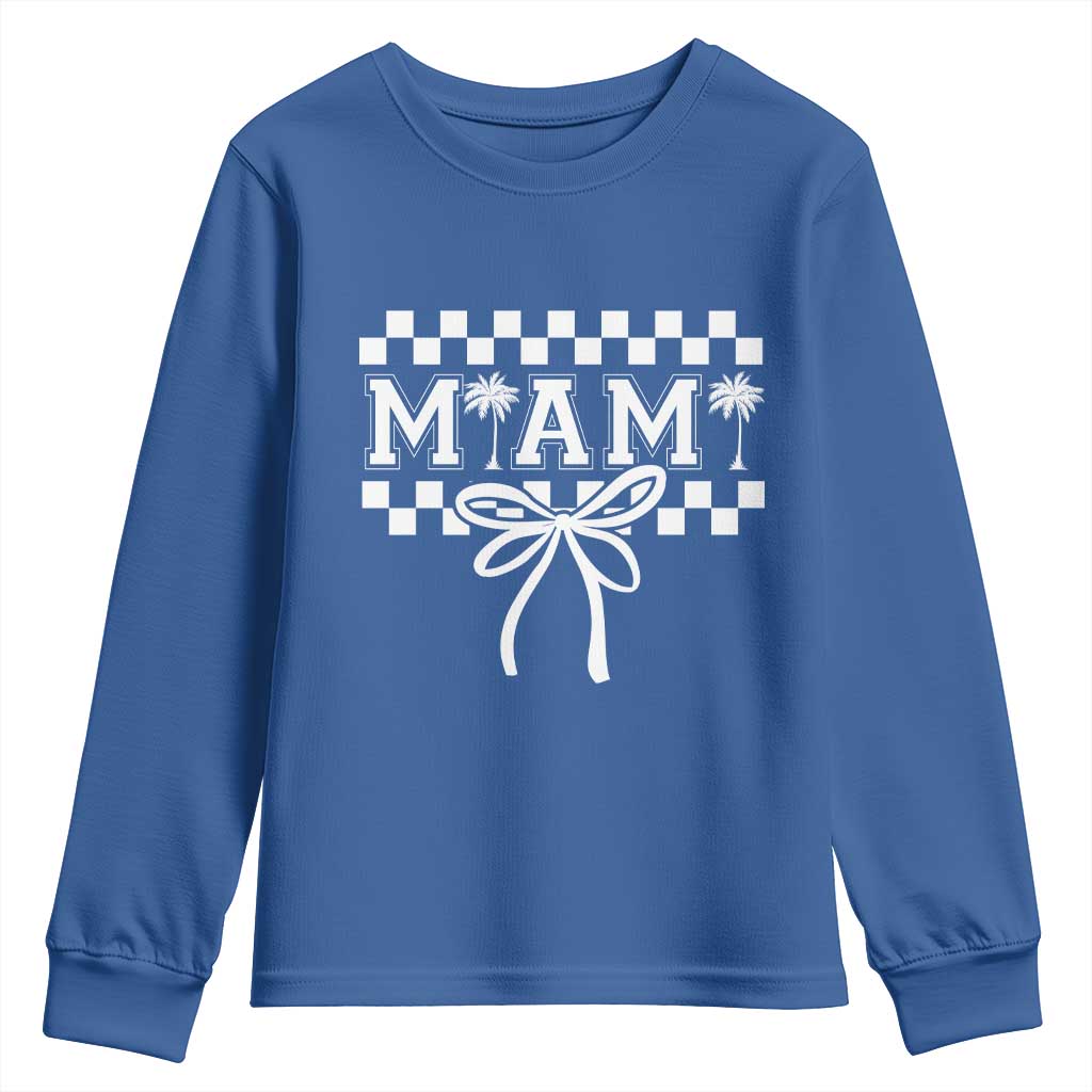 Preppy Miami Bow Aesthetic Youth Sweatshirt Cute Checkered Palm Tree College Girl TS02 Royal Blue Print Your Wear