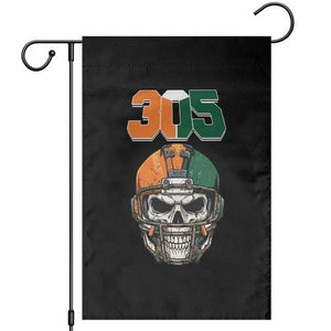305 Football Warrior Skull Garden Flag Orange and Green Miami Vibes TS02 Black Print Your Wear