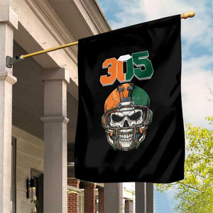305 Football Warrior Skull Garden Flag Orange and Green Miami Vibes TS02 Print Your Wear