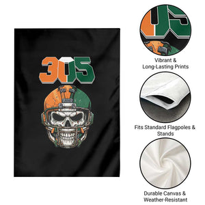 305 Football Warrior Skull Garden Flag Orange and Green Miami Vibes TS02 Print Your Wear