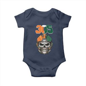305 Football Warrior Skull Baby Onesie Orange and Green Miami Vibes TS02 Navy Print Your Wear