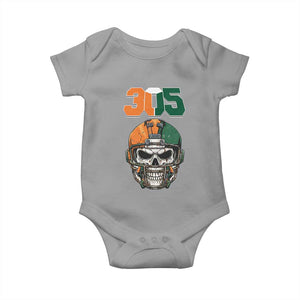 305 Football Warrior Skull Baby Onesie Orange and Green Miami Vibes TS02 Sport Gray Print Your Wear