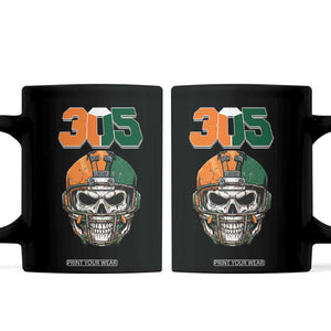 305 Football Warrior Skull Coffee Mug Orange and Green Miami Vibes TS02 Black Print Your Wear