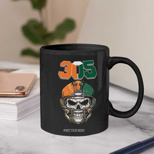 305 Football Warrior Skull Coffee Mug Orange and Green Miami Vibes TS02 Print Your Wear