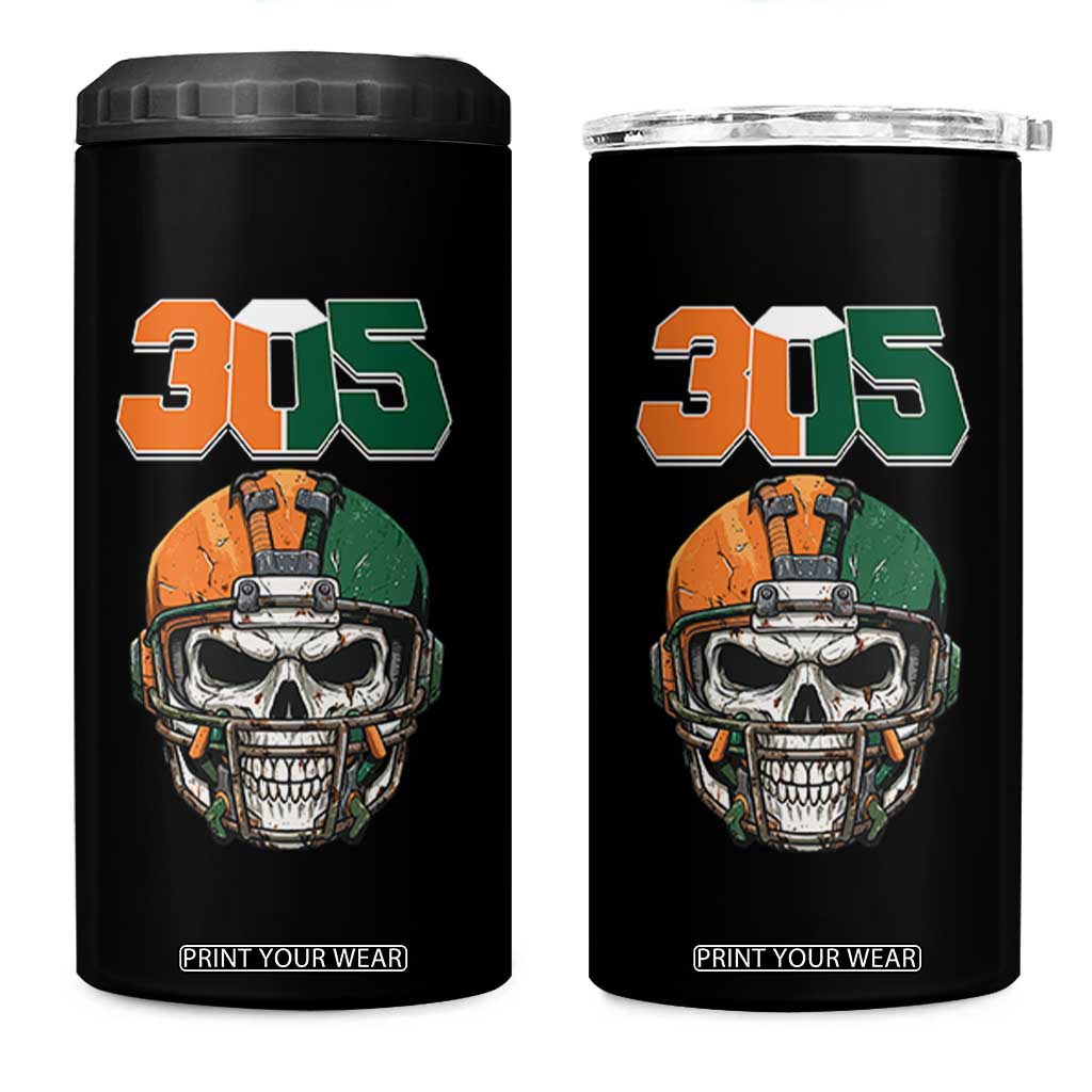 305 Football Warrior Skull 4 in 1 Can Cooler Tumbler Orange and Green Miami Vibes TS02 One Size: 16 oz Black Print Your Wear