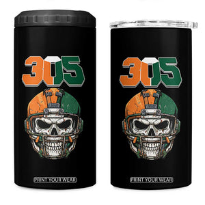 305 Football Warrior Skull 4 in 1 Can Cooler Tumbler Orange and Green Miami Vibes TS02 One Size: 16 oz Black Print Your Wear