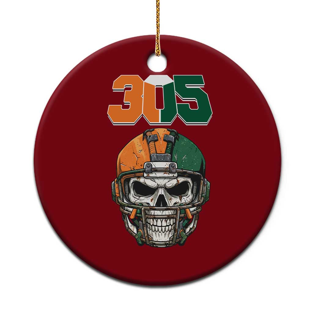305 Football Warrior Skull Ceramic Ornament Orange and Green Miami Vibes TS02 1pc Red Print Your Wear