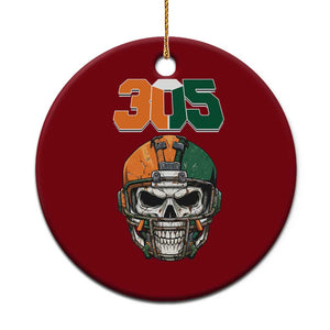 305 Football Warrior Skull Ceramic Ornament Orange and Green Miami Vibes TS02 1pc Red Print Your Wear