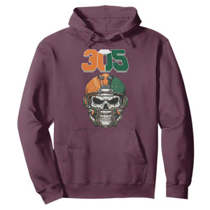 305 Football Warrior Skull Hoodie Orange and Green Miami Vibes TS02 Maroon Print Your Wear