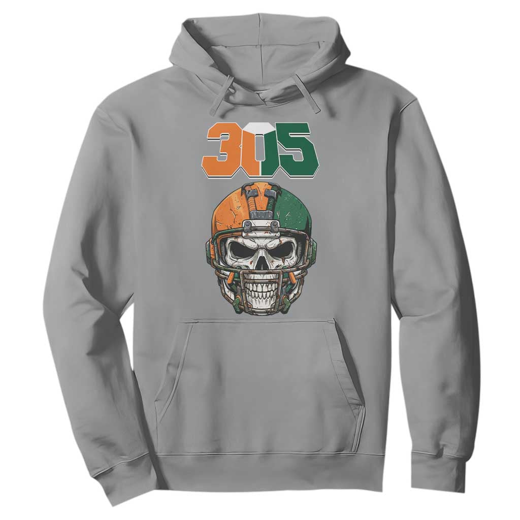 305 Football Warrior Skull Hoodie Orange and Green Miami Vibes TS02 Sport Gray Print Your Wear