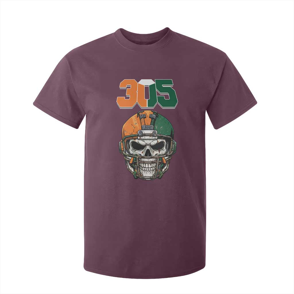 305 Football Warrior Skull T Shirt For Kid Orange and Green Miami Vibes TS02 Maroon Print Your Wear