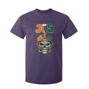 305 Football Warrior Skull T Shirt For Kid Orange and Green Miami Vibes TS02 Purple Print Your Wear