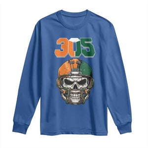 305 Football Warrior Skull Long Sleeve Shirt Orange and Green Miami Vibes TS02 Royal Blue Print Your Wear