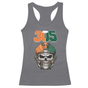 305 Football Warrior Skull Racerback Tank Top Orange and Green Miami Vibes TS02 Charcoal Print Your Wear