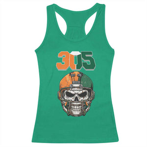 305 Football Warrior Skull Racerback Tank Top Orange and Green Miami Vibes TS02 Irish Green Print Your Wear