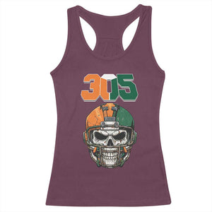 305 Football Warrior Skull Racerback Tank Top Orange and Green Miami Vibes TS02 Maroon Print Your Wear