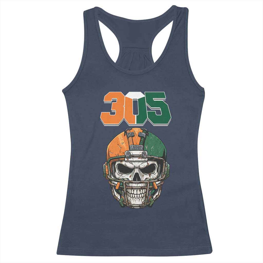 305 Football Warrior Skull Racerback Tank Top Orange and Green Miami Vibes TS02 Navy Print Your Wear