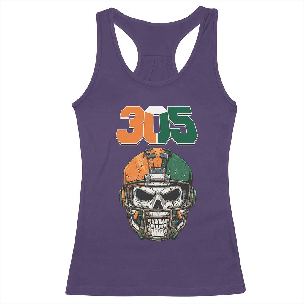 305 Football Warrior Skull Racerback Tank Top Orange and Green Miami Vibes TS02 Purple Print Your Wear