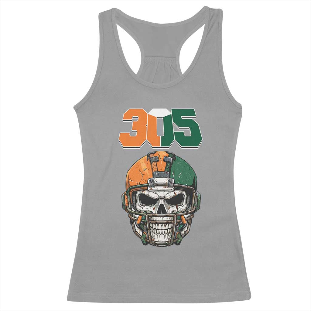 305 Football Warrior Skull Racerback Tank Top Orange and Green Miami Vibes TS02 Sport Gray Print Your Wear